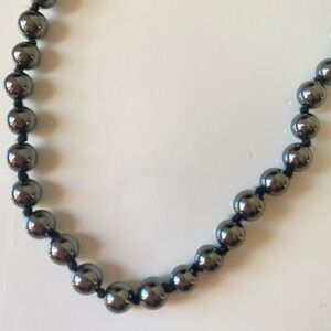 Black Hematite Ball Bead Necklace. 16' Full Length.
